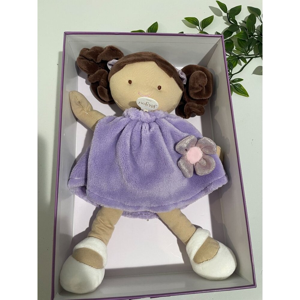 Soft Plush Bijou Doll With Purple Dress & Flower Detail